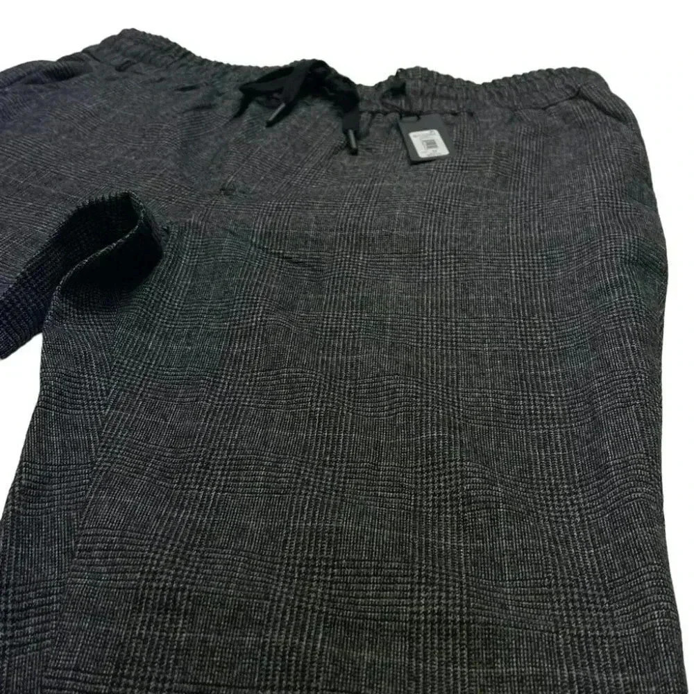 Natori Dogen Charcoal Herringbone Plaid Mens Sweatpants Size Medium - Picture 9 of 13